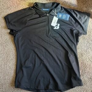 Cutter & Buck Forge Stretch Womens XL Polo Shirt Black Bridgestone Half Zip 0603